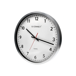 Q-connect Reloj de Pared Redondo Oficina Plástico 50 cm Marco Cromado
