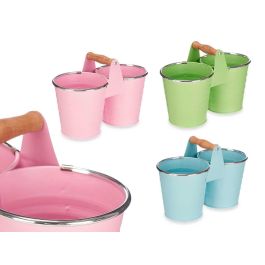 Ibergarden Macetero Doble Pequeño Zig Zag Filo Plata, Metal, 22x15x11 cm, Azul/Rosa/Verde, Surtido (24 Unidades) Precio: 66.59000018. SKU: B19NVSZ4NY