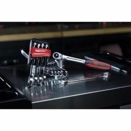 KS TOOLS 922.0050 - Juego 10 Llaves Combinadas Métricas 8-19mm con Soporte - Horquilla y Ojo Inclinado 15°