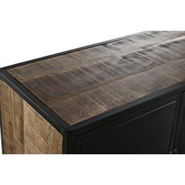 DKD Home Decor Buffet Loft de Madera de Mango y Metal Marrón y Negro con 3 Cajones, 3 Puertas y 2 Estanterías 160x40x90 cm