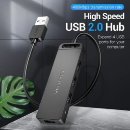 Vention CHMHB Hub USB 2.0 de 4 Puertos con Alimentación MicroUSB PD