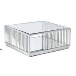 DKD Home Decor Mesa Centro Moderno Acero Espejo Plateado Transparente 100x45x100 cm Precio: 370.49999987. SKU: B18T4AP6MQ