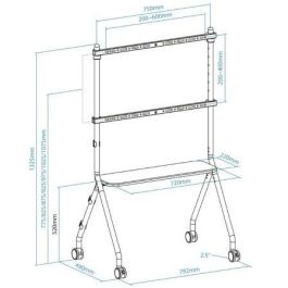 TooQ FS20207M-W Soporte de Suelo con Ruedas para TV/Monitor de 49-80" hasta 50kg, Blanco Haya con bandeja y gestión de cables