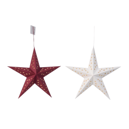 DKD Home Decor Decoración Colgante de Navidad Tradicional Estrella de Papel Burdeos Blanco 10x30x30cm (12 Unidades)