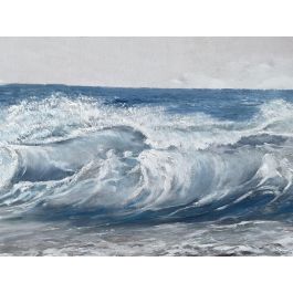 DKD Home Decor Cuadro Atlantico 4.5 x 80 x 160 cm (2 Unidades) Azul Beige Olas Playa Lienzo MDF