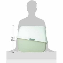 Catit Caja de Arena Cubierta para Gato, Tapa Grande Elevable, Color Gris, con Privacidad y Retención de Arena, Fácil Limpieza, 40x55x45 cm