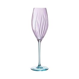 Cristal d'Arques Caja 4 Copas Flauta de Cristalín Swirly Spring Rosa 21 cL con Relieve Fabricado en Francia y Apto Lavavajillas