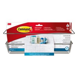 Command bath31-sn Cesto de Baño Níquel Satinado 32,5x9,5x10 cm, 1 ud + 4 Tiras, Carga Máxima 3 kg