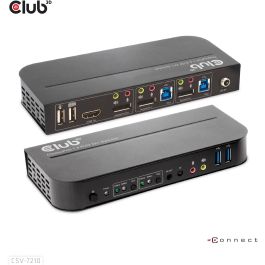 Club3D CSV-7210 KVM Switch 4K 60Hz 2 Puertos DP a HDMI o DP/2xUSB/Audio - Conexión de audio y Plug & Play