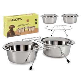 Mascow Set 2 Comederos para Mascota de Acero Inoxidable 304 2,6 L Antideslizantes Plata 52x29x12 cm (6 Unidades) Precio: 73.50000042. SKU: B1DZAMRPLV