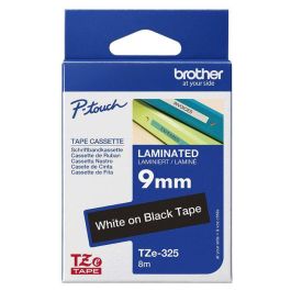 BROTHER Cinta laminada negro/blanco 9mm BROTHER Cinta laminada negro/blanco 9mm