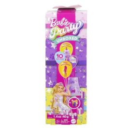 Muñeca barbie party reveal. muñeca morada con sorpresas