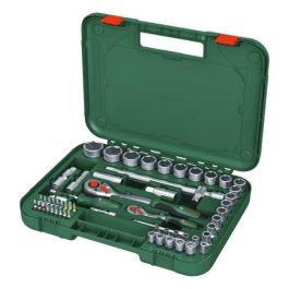 Bosch BOS4053423254150 Juego de Trinquete 57 Piezas 1/4 + 1/2 para Bricolaje, 55 Accesorios Alto Torque con Estuche de Transporte