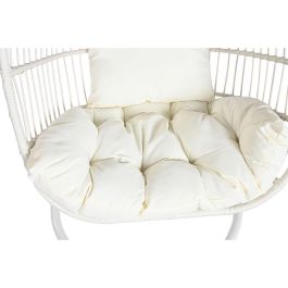 DKD Home Decor Sillón Colgante de Jardín y Terraza, Ratan Sintético Acero, Blanco, con Base y Cojines, 80x100x60 cm