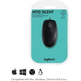 Logitech B110 Silent Ratón USB Óptico Silencioso Plug & Play Ambidextro Negro