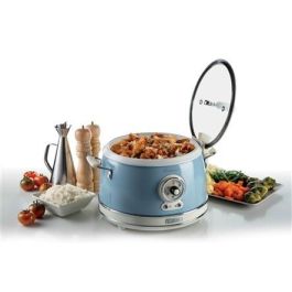 Ariete 2904/05 Olla Arrocera Multifunción 10 Tazas, Cocción Lenta, Mantener Caliente 24h, Vapor, Risotto, Tapa Vidrio, Azul Vintage