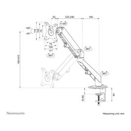 Neomounts DS70-700BL1 Brazo de Monitor Full-Motion para Pantallas de 17-27" hasta 7kg