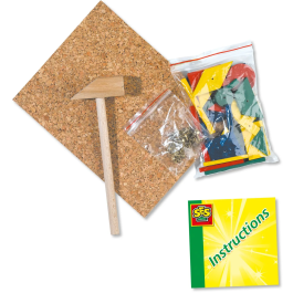 Ses Creative Original Tap Tap Juego de Ensartar con Piezas de Madera, Corcho, Mazo y Clavos para Niños