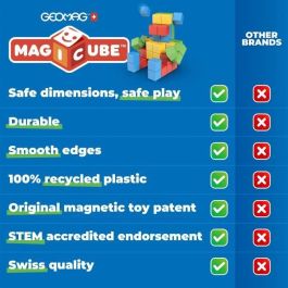 Geomag GEO0871772000600 Bloques Magnéticos Magicube 060, 6 Piezas Apilables, Plástico Reciclado