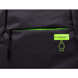 Q-connect Mochila para portátil 15,6" negra con dos bolsillos exteriores, asa y dimensiones 320x430x140 mm