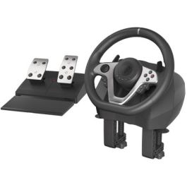 GENESIS Seaborg 400 Volante y Pedales USB Alámbrico con Vibración 900° para PC, Switch, PS3, PS4, Xbox 360, Xbox One, One S, One X Negro/Plata