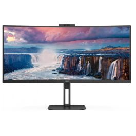 AOC CU34V5CW/BK Monitor Curvo 34" Ultrapanorámico WQHD 100Hz con Webcam Windows Hello, USB-C 65W, VA