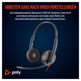 Poly Blackwire 3220 Auriculares Estéreo USB-C Cableado Negro para Ordenador y Móviles