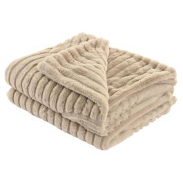 DKD Home Decor Manta Poliéster Beige 630 gsm | Estilo Urban para Sofá | 170 x 130 cm | Pack de 2 Unidades