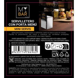 Inde Servilletero con Porta Menú Inoxidable My Bar - 11,8 cm Ancho x 14,8 cm Alto (12 Unidades)