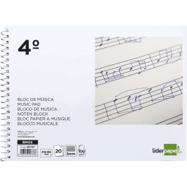 Bloc Musica Liderpapel Pentagrama 3 mm Cuarto 20 Hojas 100 gr-M2