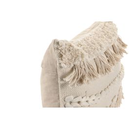DKD Home Decor Pack de 2 Cojines Boho de Algodón Crudo 30x50 cm, Hechos a Mano, con Cremallera y Relleno de 380g