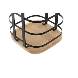 DKD Home Decor Cubertero Basicos Negro Natural Acero Bambu 12 x 14.5 x 12 cm