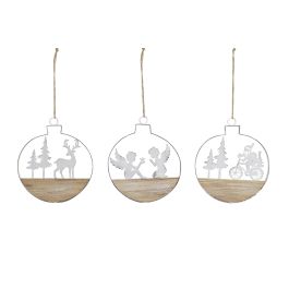 DKD Home Decor Decoración Colgante Navidad Alpina Madera Metal Blanco Natural Set 6 Unidades Diseños Surtidos Ciervo Ángel Papá Noel 15 cm Alto Precio: 17.69262. SKU: B16A8EN8VD