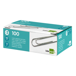 Liderpapel Clips nº3 labiados 43 mm Caja de 100 unidades