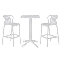 Conjunto de Mesa con 2 Sillas Home ESPRIT Blanco Metal Polipropileno 60 x 60 x 102 cm