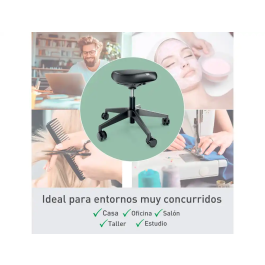 Leitz Taburete Ergo con Asiento Triangular, 5 Ruedas Giratorias, Regulable en Altura (46-59 cm), Negro, Piel Sintética