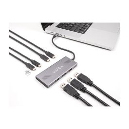 Delock 64313 - Hub USB 3.2 Gen 2 de 7 Puertos (4x USB-C, 3x USB-A), 10 Gbps, Power Delivery 80 W, Aluminio Gris