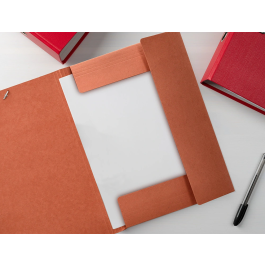 Liderpapel Carpeta de Gomas Tres Solapas Cartón Compacto Folio Color Cuero
