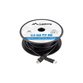 LANBERG CA-HDMI-30FB-0200-BK Cable HDMI 2.1 de 20 metros, Conectores Macho Chapados en Oro, Negro
