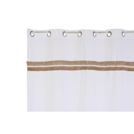 DKD Home Decor Cortina Cottage Blanco Natural 260x140 cm, Algodón, Yute y Poliéster con Anillas. Colección Nature23