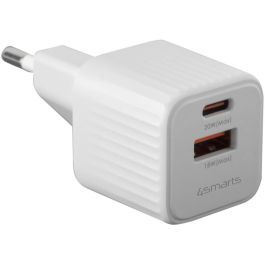 4smarts 540122 VoltPlug Duos Mini PD 20W + USB-C Cable Blanco 1.5m, Cargador universal carga rápida Quick Charge 3.0