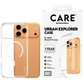 PanzerGlass CARE by Flagship Case Transparent Urban Explorer w. White MagSafe iPhone 17 Pro Max Funda Transparente Compatible con MagSafe