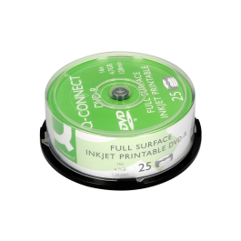 Q-connect DVD-R 4.7GB 120min 16x con Superficie Imprimible para Inkjet, Bote 25 Unidades