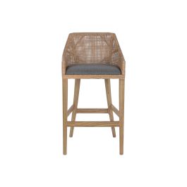 DKD Home Decor Taburete Gris Marrón 52x51x100 cm Mindi Ratan 75 cm Asiento
