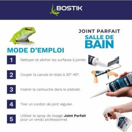Bostik BOS3549212486396 Sellador de Baño Perfect Joint Impermeabilizante de Silicona Antimoho Blanco 280 ml