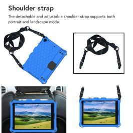 eSTUFF Funda Protectora HONEYCOMB EVA Antigolpes para Apple iPad Air 10.5, iPad Pro 10.5, iPad 10.2 con Asa, Soporte y Correa de Hombro, Azul
