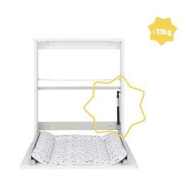 Badabulle Cambiador de Pared Plouf Plegable y Compacto con Cambiador Incluido, Apertura Una Mano y Estante Almacenamiento, 13cm Grosor
