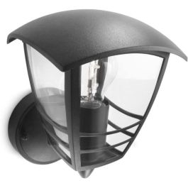 Philips Aplique Exterior Creek Lámpara de Pared H20cm Negro Aluminio con Difusor Policarbonato Transparente Forma Linterna Diseño Curvo