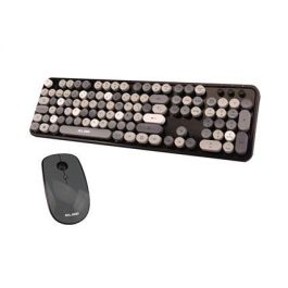 Elbe PTR-105 Pack Teclado y Ratón Inalámbricos Vintage Tono Gris con Teclado Numérico y Ratón Óptico 4D Elbe PTR-105 Pack Teclado y Ratón Inalámbricos Vintage Tono Gris con Teclado Numérico y Ratón Óptico 4D