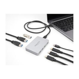 DeLOCK Hub USB 7 Puertos (4x USB-C, 3x USB-A) con Power Delivery 82W, USB 3.2 Gen 2, 10 Gbps, Aluminio Gris